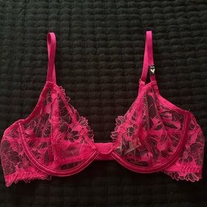 Victoria's Secret Floral Lace Bra - Vibrant Pink